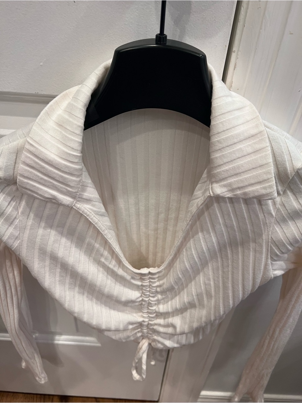 Altar'd State Cream Ribbed Drawstring Crop Top - Picture 5 of 7